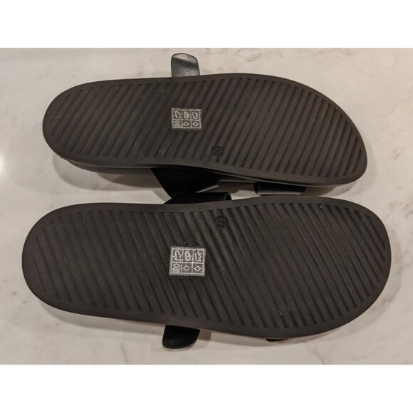 Women's JASON WU Marzan Luxe Black Leather Gold Buckles Slides Sandals 7.5 - Picture 10 of 11